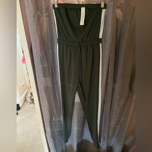 Olive green strapless jumpsuit